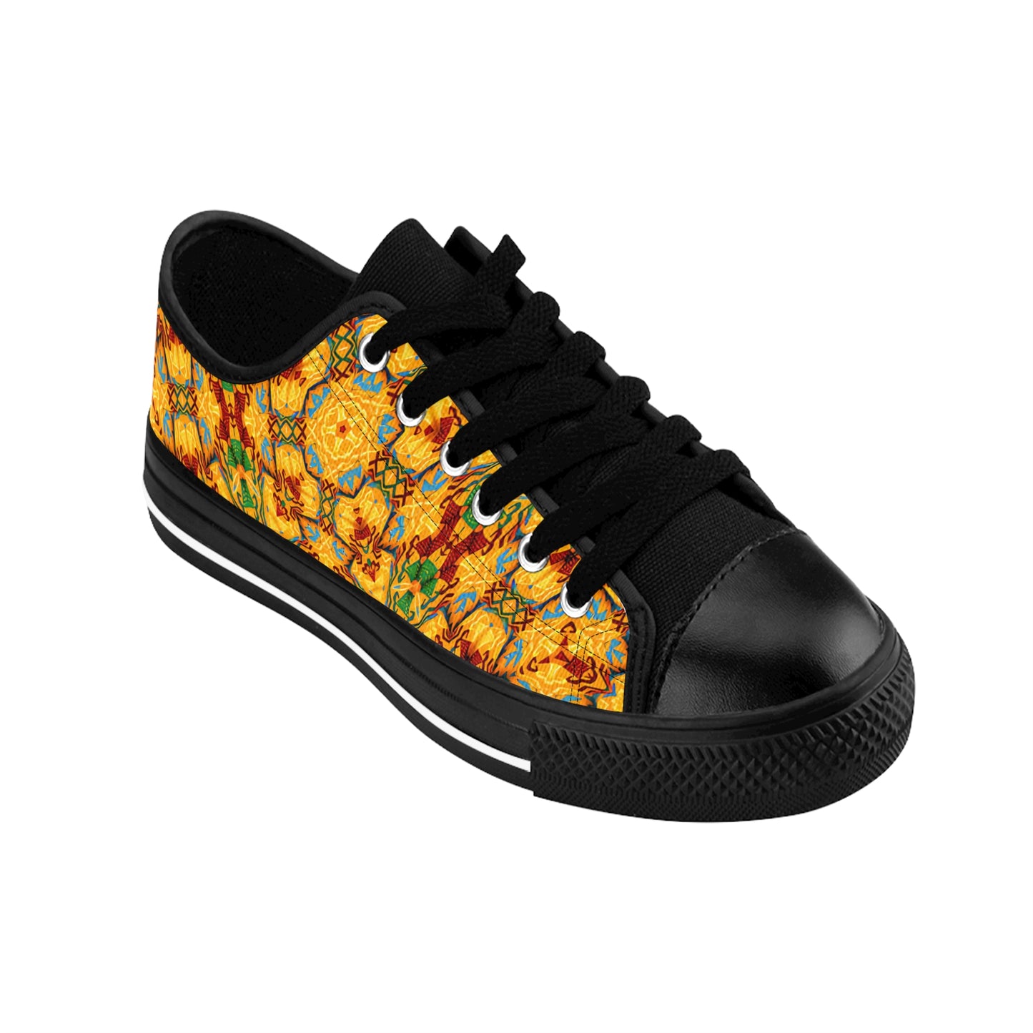 Women's Vibrant Yellow Mosaic Low-Top Canvas Sneakers