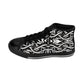Men's Black Intricate Silver Chain Tattoo Pattern High-Top Sneakers