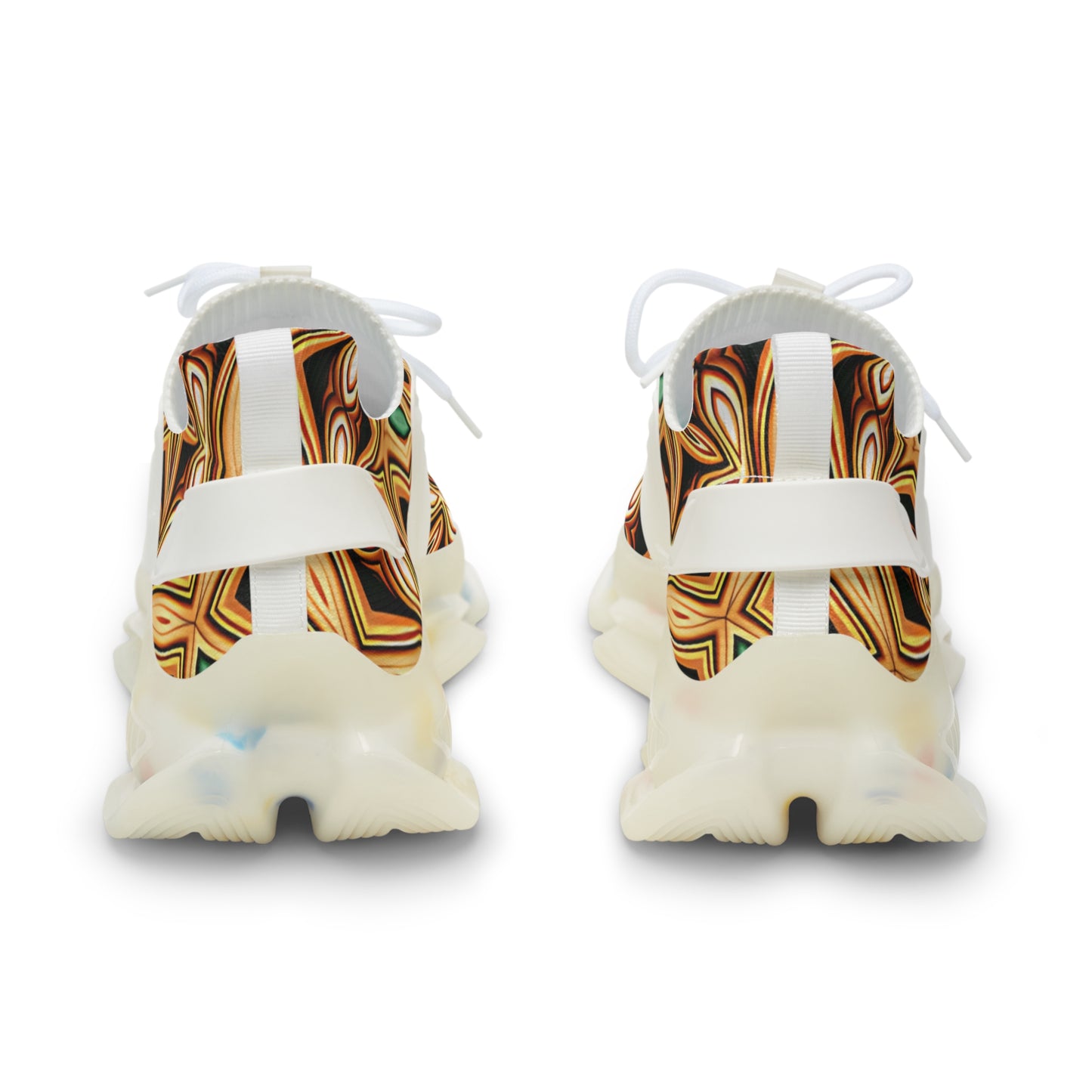 Men's Retro Geometric Brown & Teal Pattern Mesh Sneakers