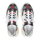 Women's Red & Teal Aztec Geo Pattern All Over Print Mesh Sneakers