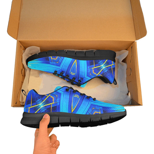 Women's Vibrant Blue Geometric All-Over Print  Breathable Running Shoes
