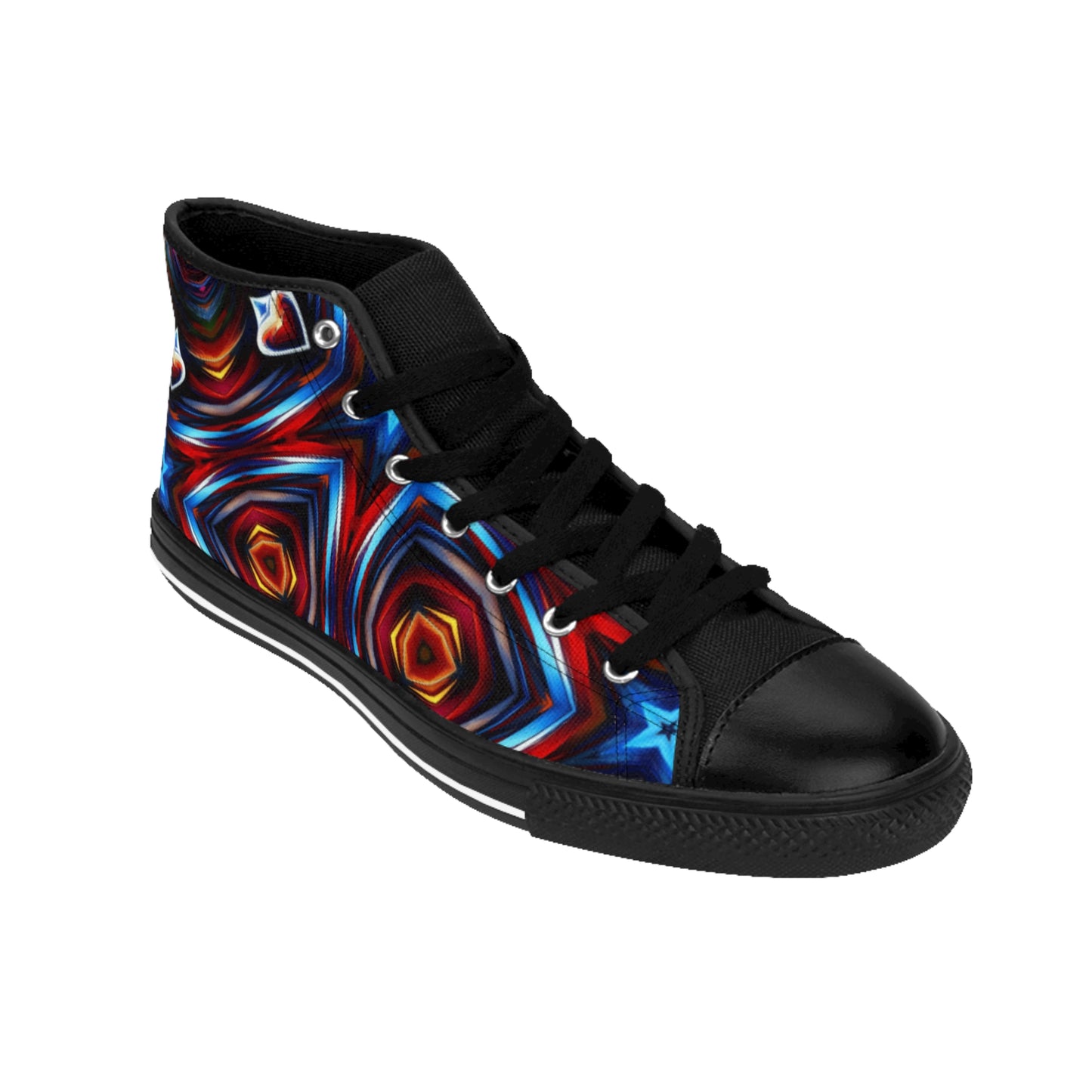 Men's Vibrant Geometric Kaleidoscope All Over Print High-Top Sneakers