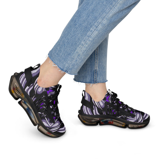 Women's Purple Swirl Mesh Sneakers with Black Sole