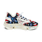 Women’s Patriotic Red White Blue Pattern All Over Print Mesh Sneakers