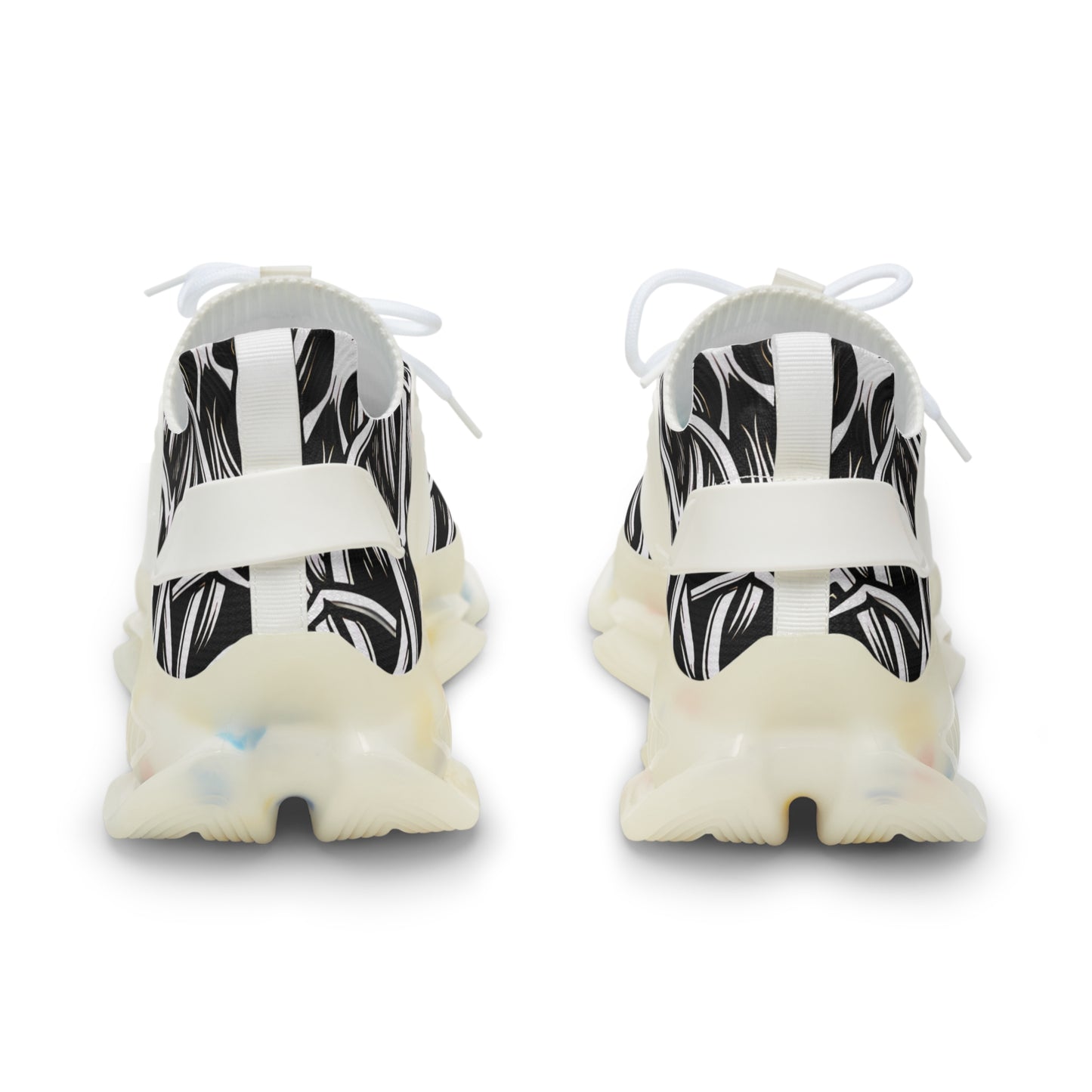 Men's Black & White Tribal Pattern Mesh Sneakers