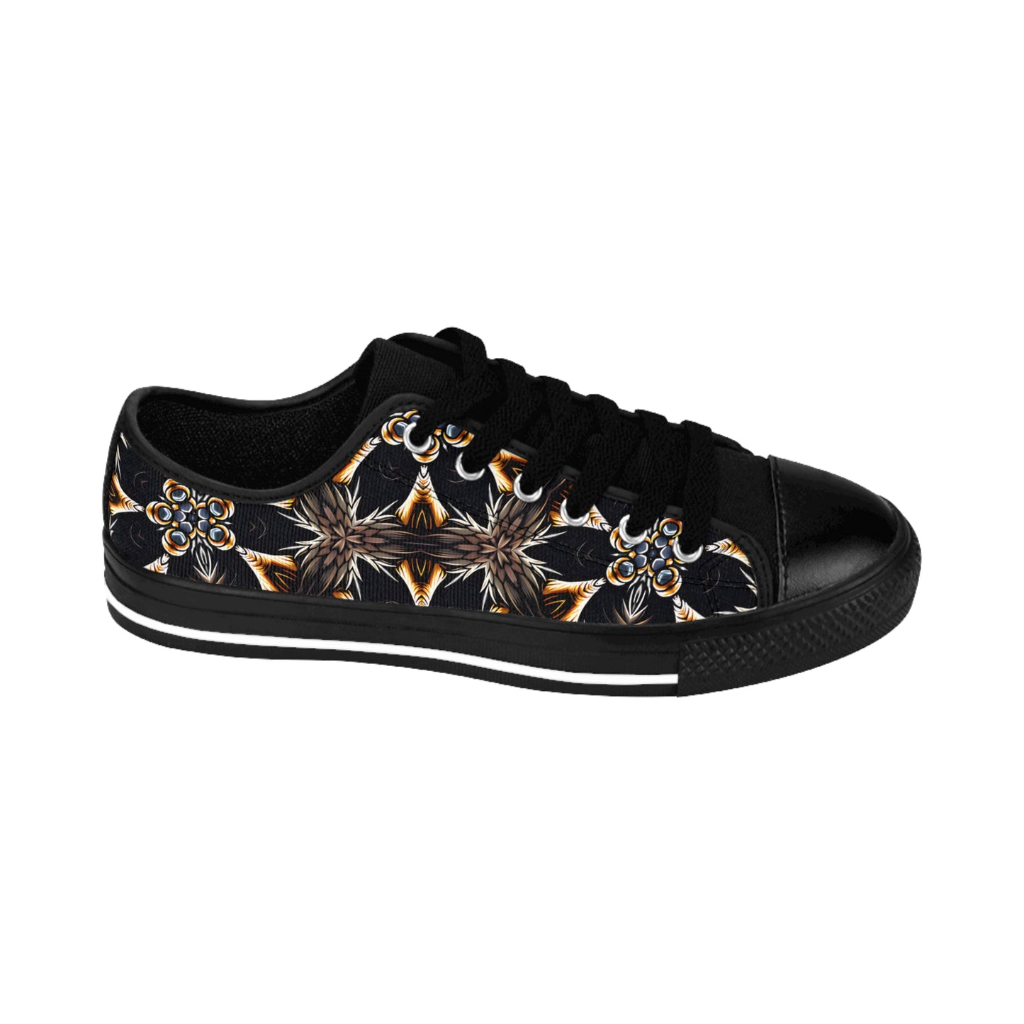 Women's Black Geometric Pattern Pattern Low-Tops Sneakers