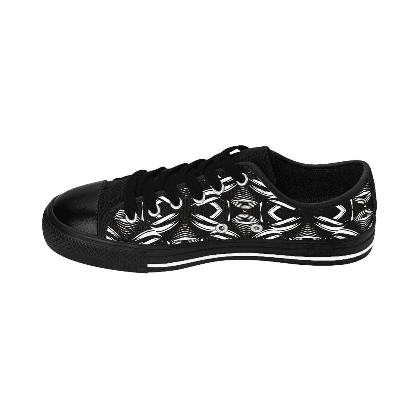 Men's Black Geometric Pattern  Low-Tops Sneakers