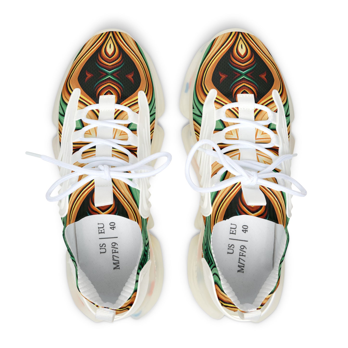 Women’s Green Swirl Pattern Athletic Mesh Sneakers