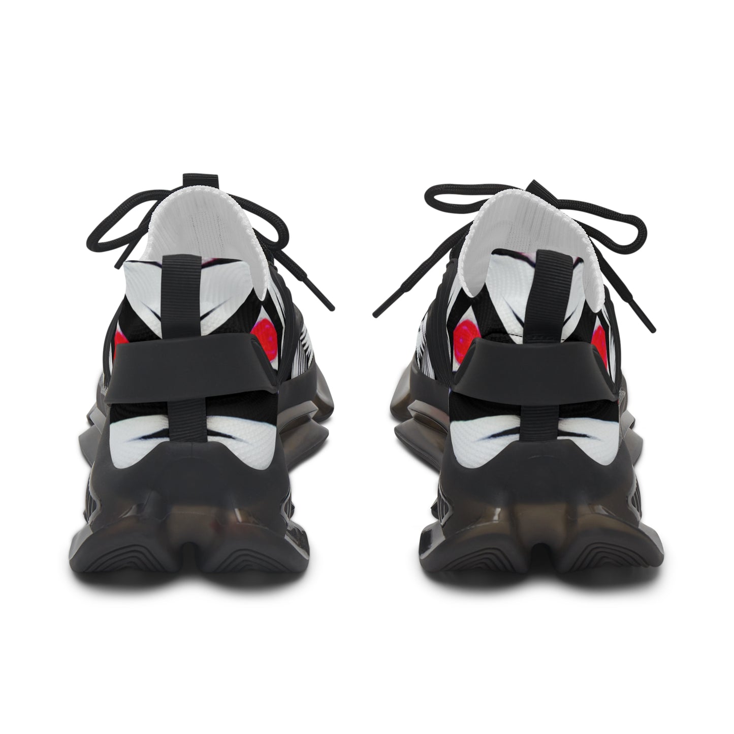 Women's Red Black & White  Geometric Pattern All Over Print Mesh Workout Sneakers