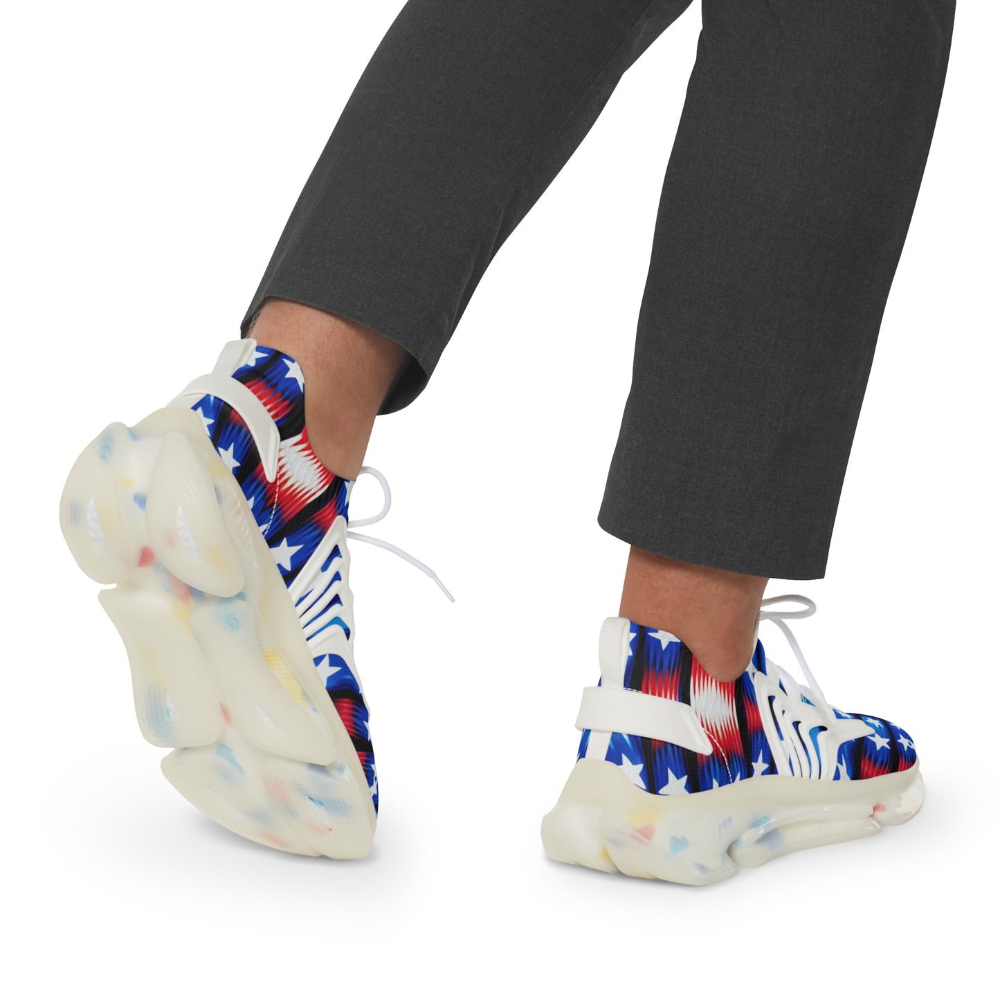 Men's American Flag Stars & Stripes Pattern All Over Print Mesh Sneakers