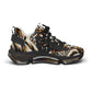 Women's Luxe Leopard Scroll Pattern All Over Print Mesh Sneakers