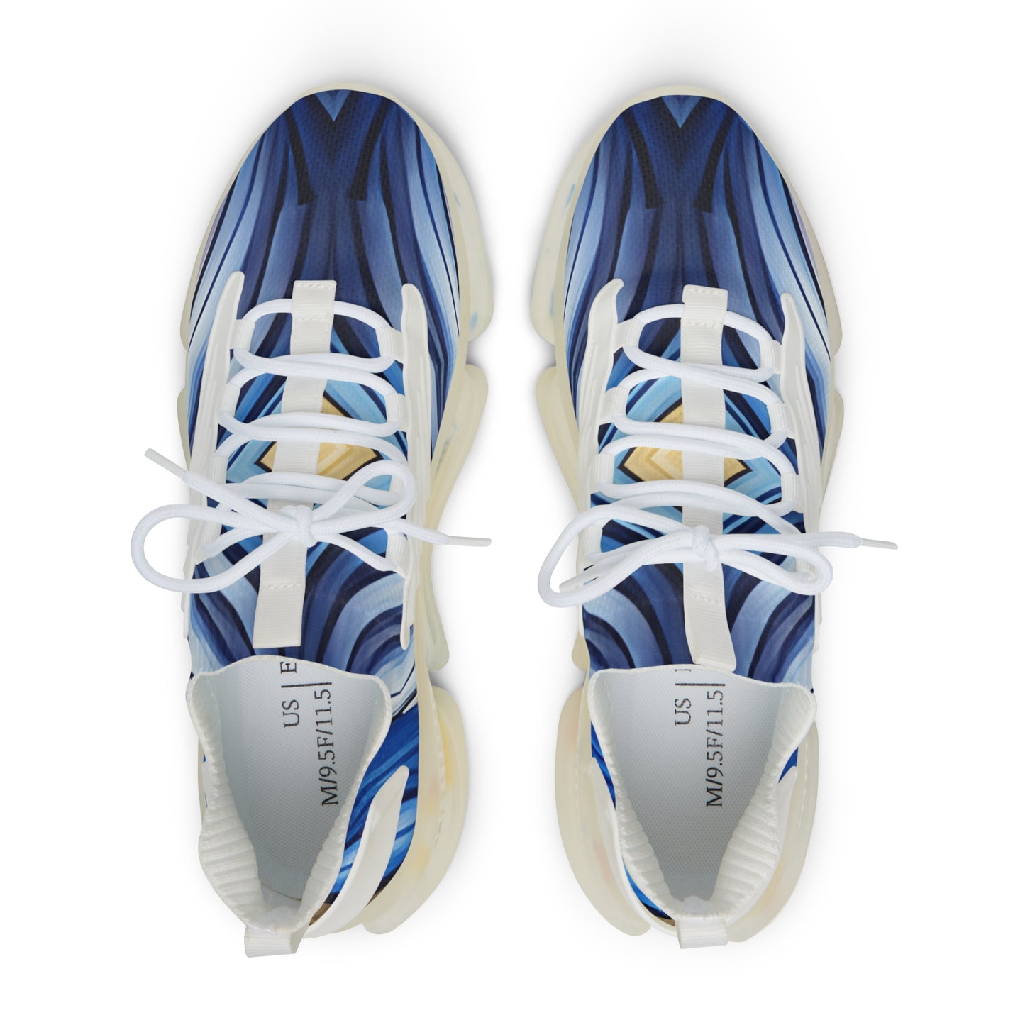 Men's  Blue Wave Abstract Pattern All Over Print Mesh Sneakers