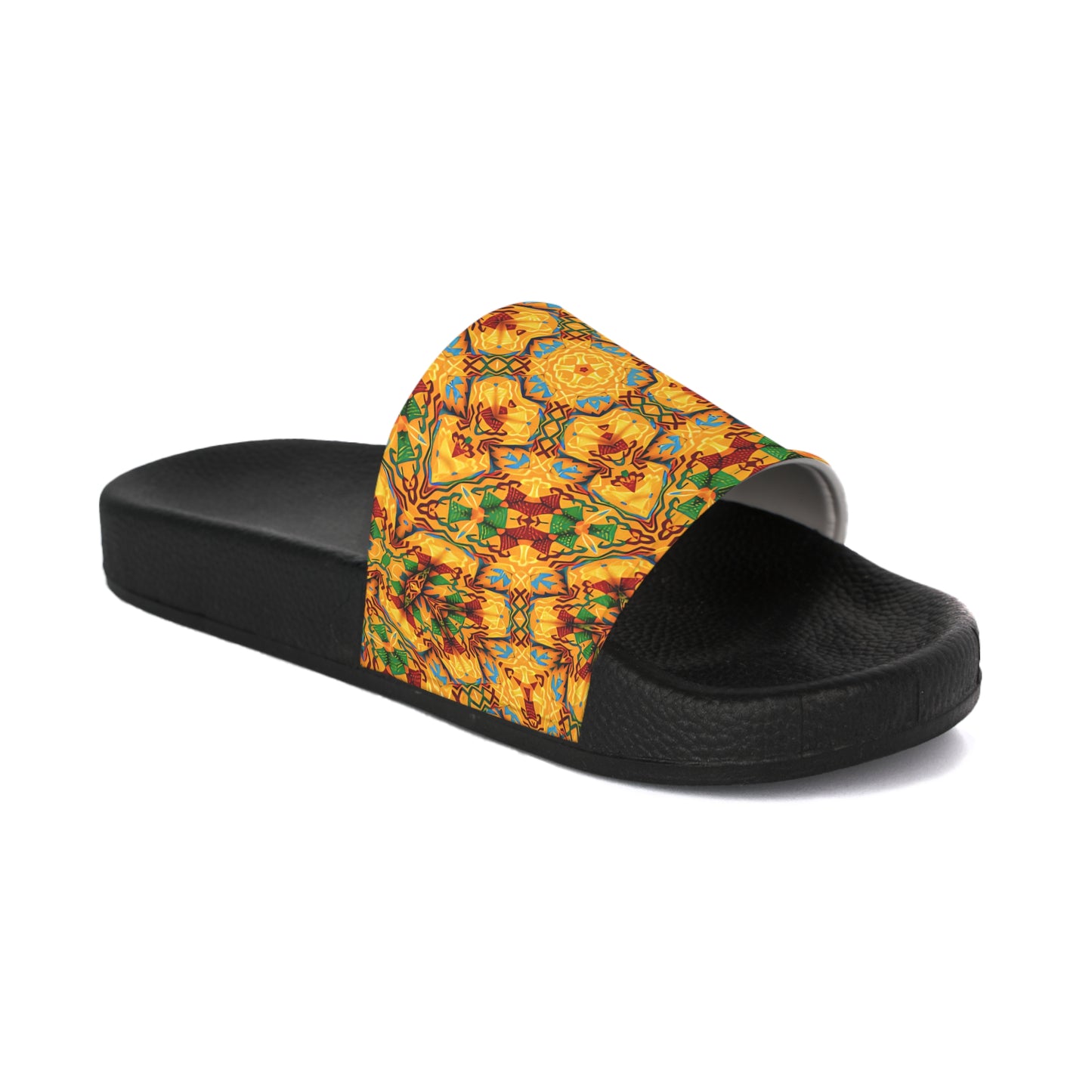 Women's Golden Kaleidoscope Design Slide Sandals