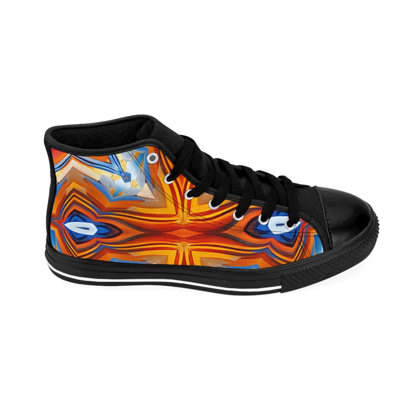 Men's Vibrant Orange Geometric Pattern All Over print High-Top Sneakers