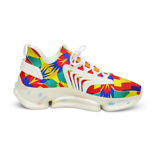 Men's Bold Rainbow Kente-Inspired Geometric Pattern All Over Print Mesh Sneakers