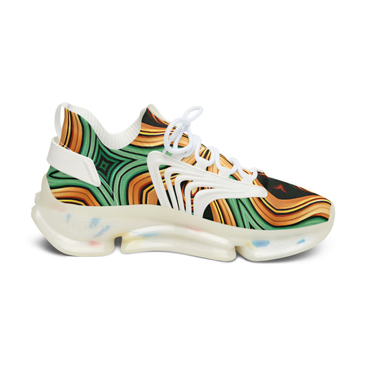 Women’s Green Swirl Pattern Athletic Mesh Sneakers