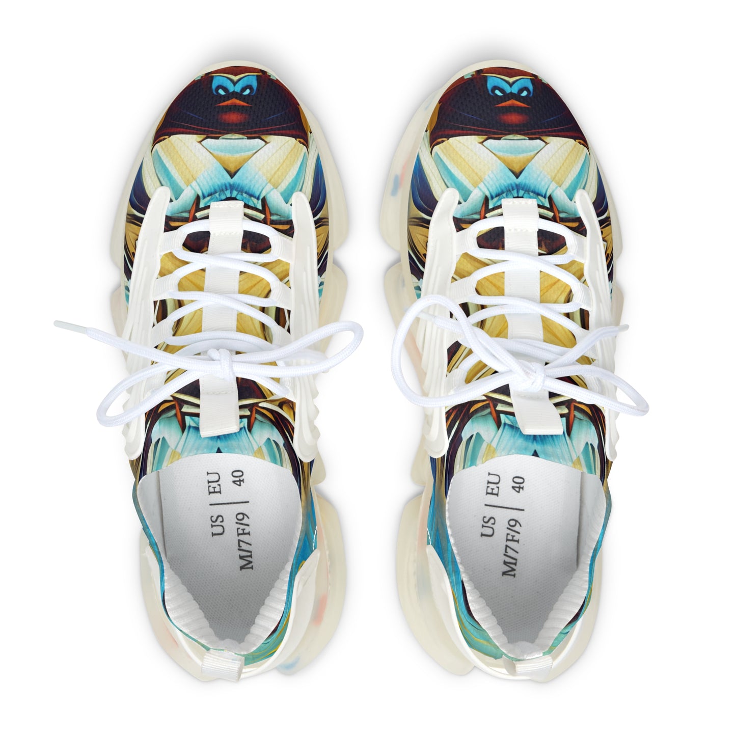 Women's Abstract Ocean Wave All Over Print Mesh Athletic Sneakers