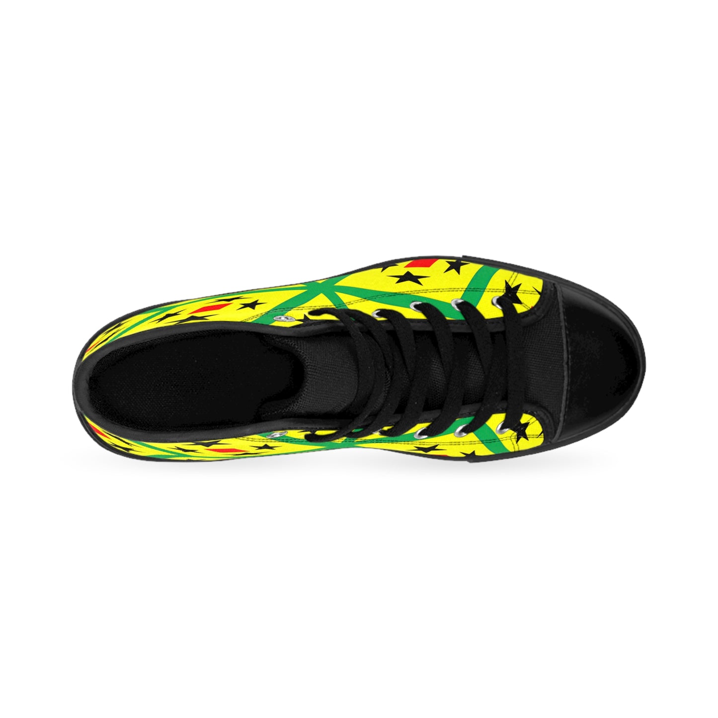 Women's Yellow Geometric Vibrant Star & Diamond Pattern High Top Sneakers