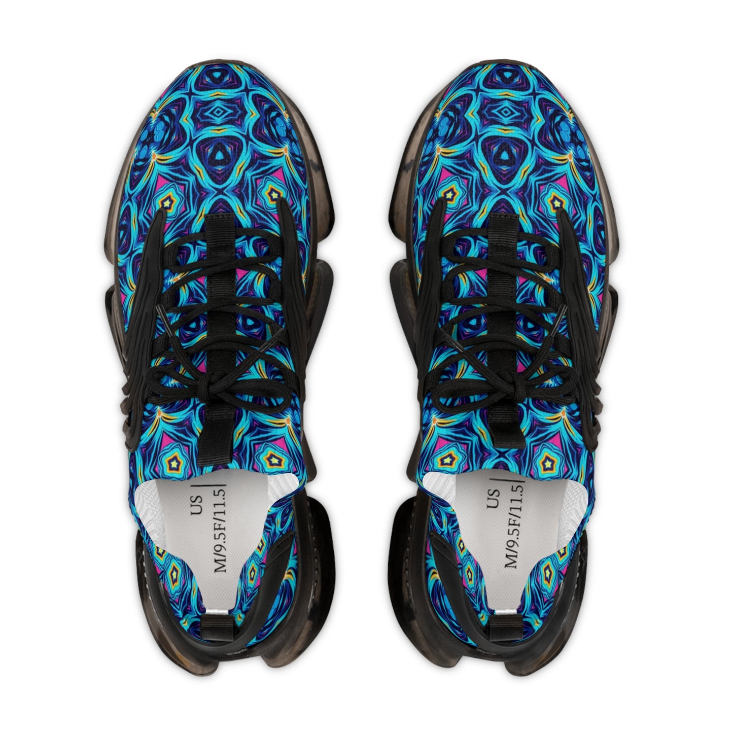 Men's Blue Geometric Patterned Athletic Mesh Sneakers
