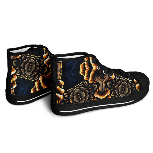 Women's Geometric Gold & Black Pattern Urban Peak High Top Shoes
