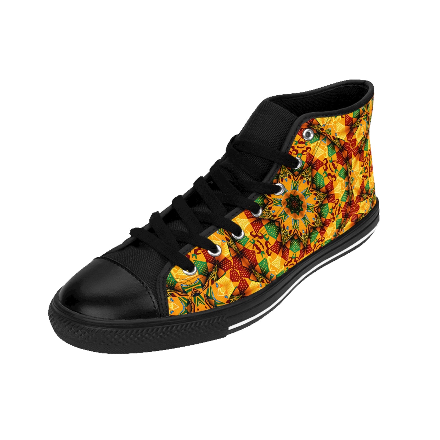 Men's Autumn Kaleidoscope Floral Pattern High-Top Sneakers