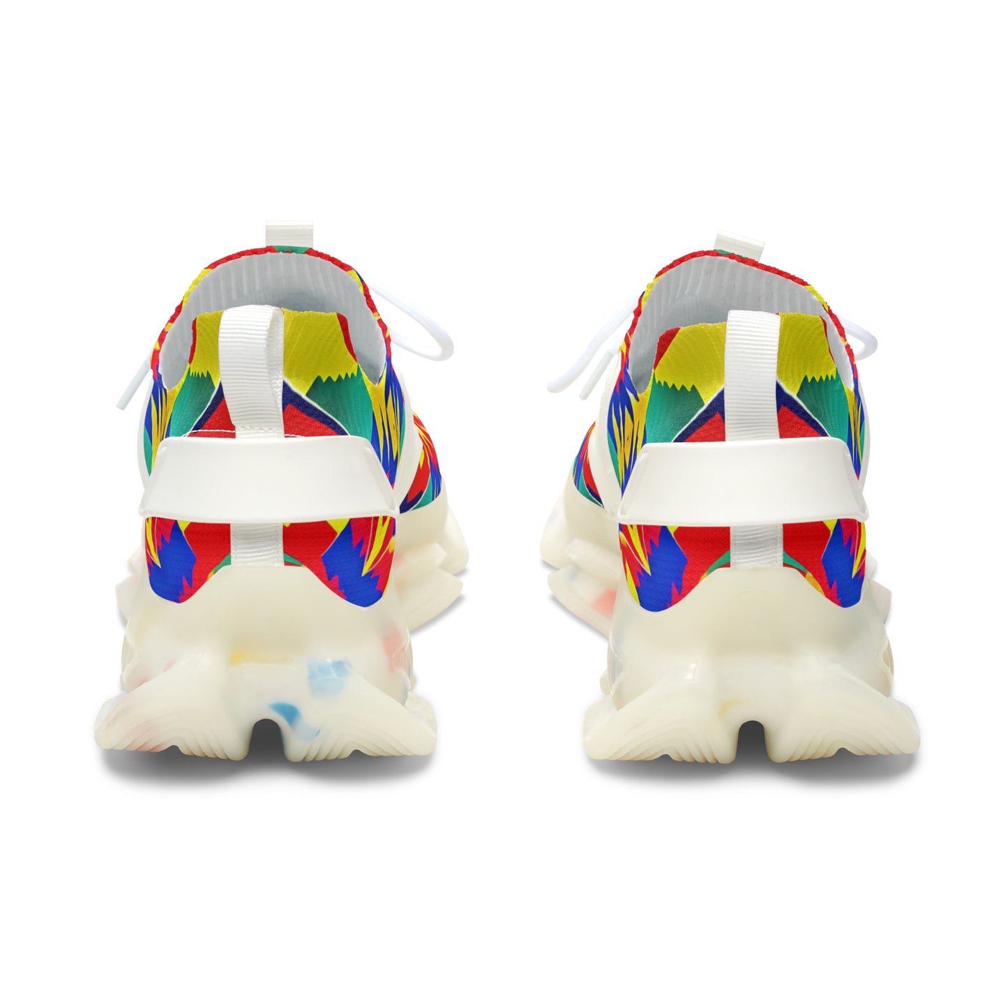 Women's Bold Rainbow Kente-Inspired Geometric Pattern All Over Print Mesh Sneakers