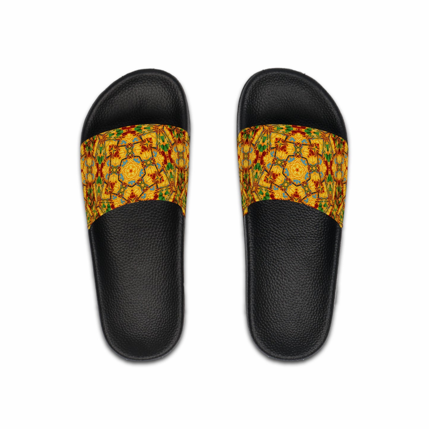 Men's Golden Kaleidoscope Design Slide Sandals