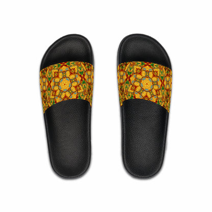 Men's Golden Kaleidoscope Design Slide Sandals