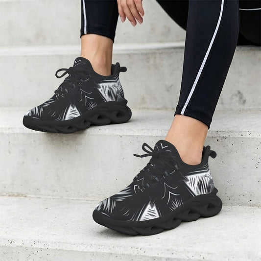 Women's Black & White Kaleidoscope Pattern All Over Print Twisted Sole Sneakers