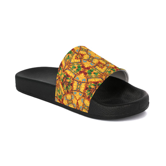 Men's Golden Kaleidoscope Design Slide Sandals
