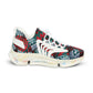 Men's Red & Teal Aztec Geo Pattern All Over Print Mesh Sneakers