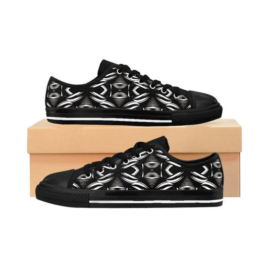 Men's Black Geometric Pattern  Low-Tops Sneakers
