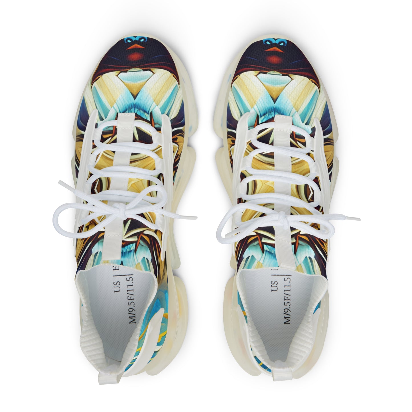 Men's Abstract Ocean Wave All Over Print Mesh Athletic Sneakers