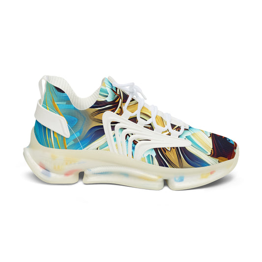 Women's Abstract Ocean Wave All Over Print Mesh Athletic Sneakers