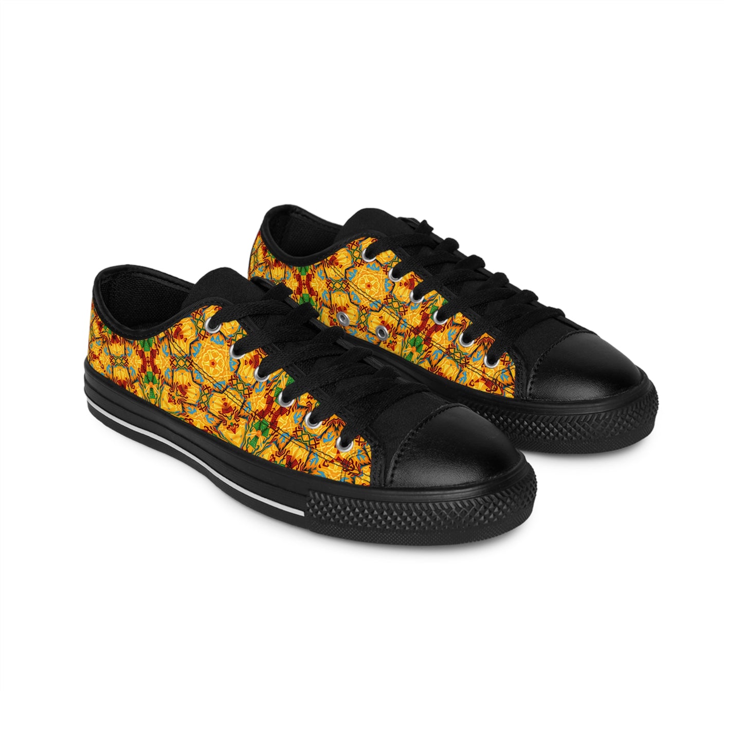 Women's Vibrant Yellow Mosaic Low-Top Canvas Sneakers