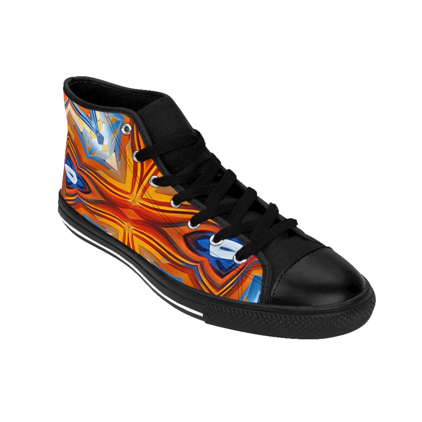 Men's Vibrant Orange Geometric Pattern All Over print High-Top Sneakers