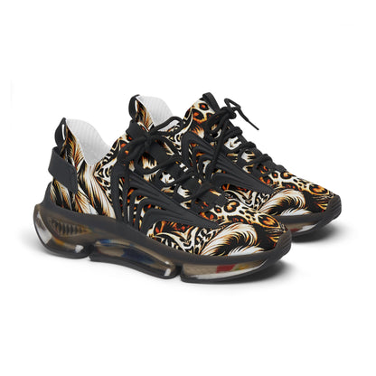 Women's Luxe Leopard Scroll Pattern All Over Print Mesh Sneakers