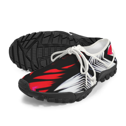 Women's Abstract Red, White & Black Pattern All-Over Print Outdoor Training Shoes