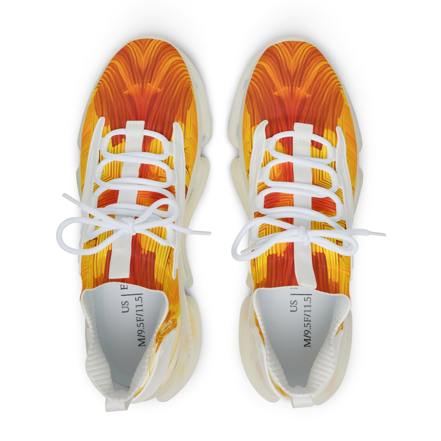 Men’s Bright Orange Abstract All Over Print Athletic Mesh Sneakers