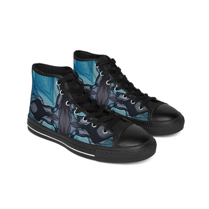 Men's Blue Geometric Pattern All Over print High-Top Sneakers