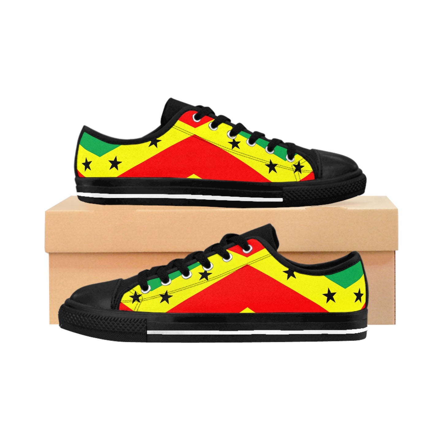 Women's Red Yellow Green Black Stars Pride Flag Casual Low Tops Sneakers