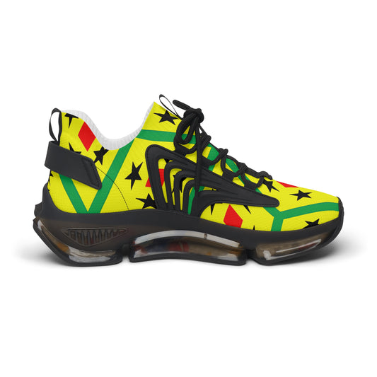 Women's Red Yellow Green Black Stars Athletic Mesh Sneakers