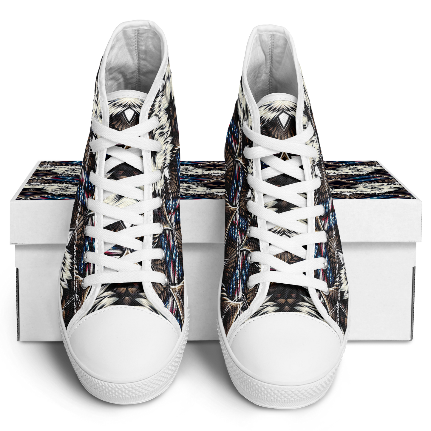 Men's  Patriotic Stars & Stripes Pattern All Over Print Urban Peak High Top Shoes