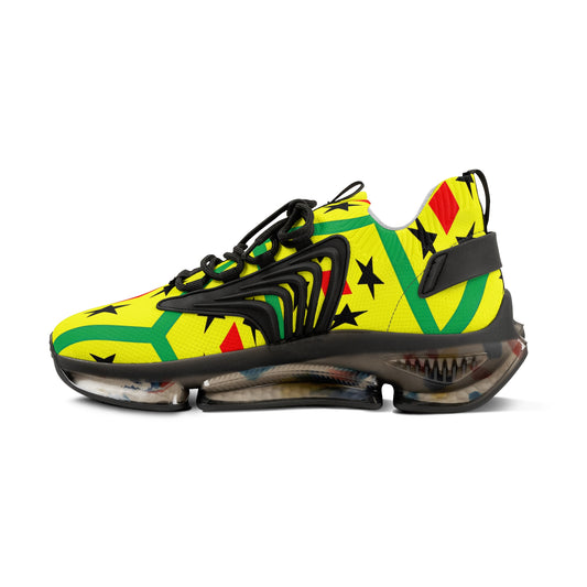 Men's Red Yellow Green Black Stars Athletic Mesh Sneakers