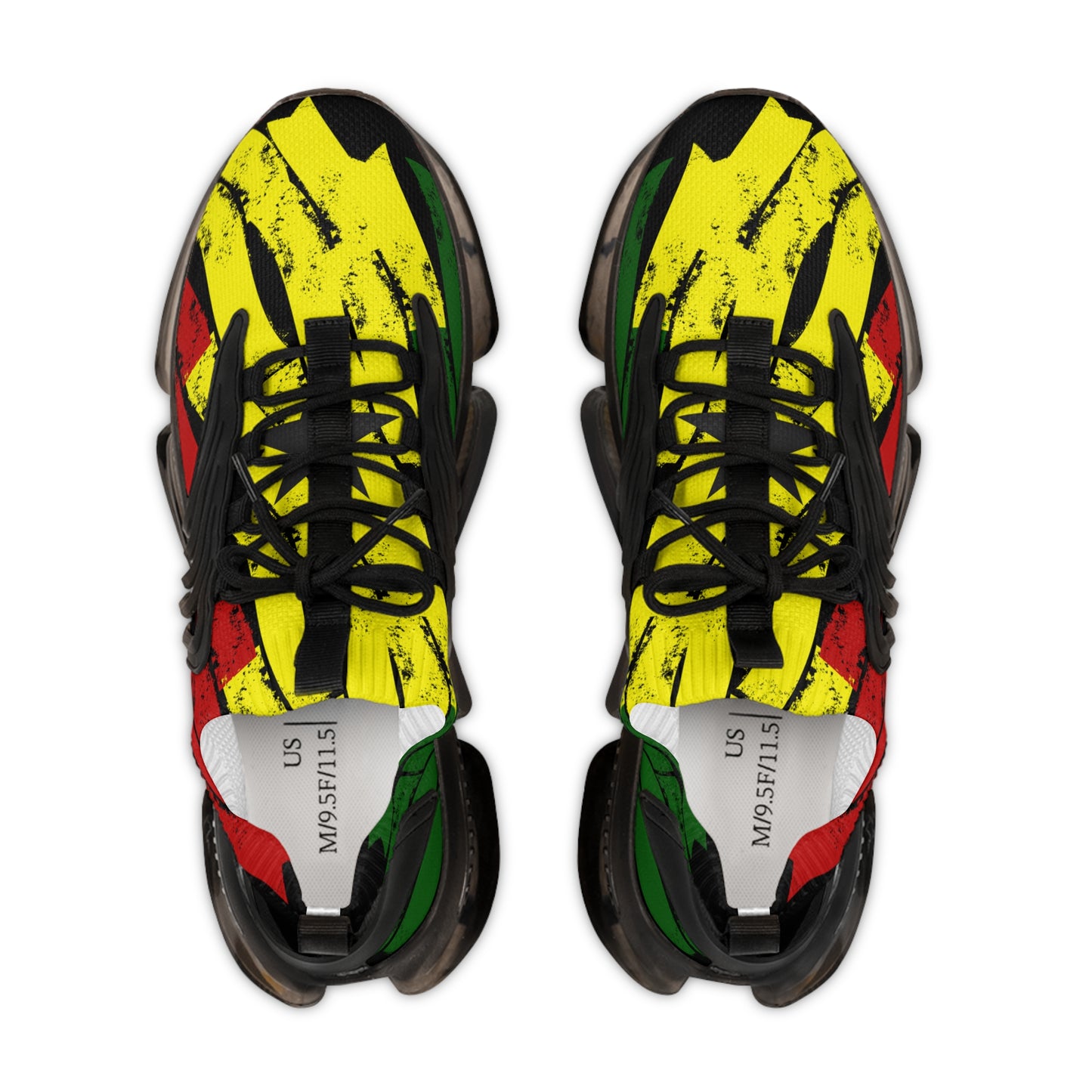 Men's Red Yellow Green Black Stars Athletic Mesh Sneakers