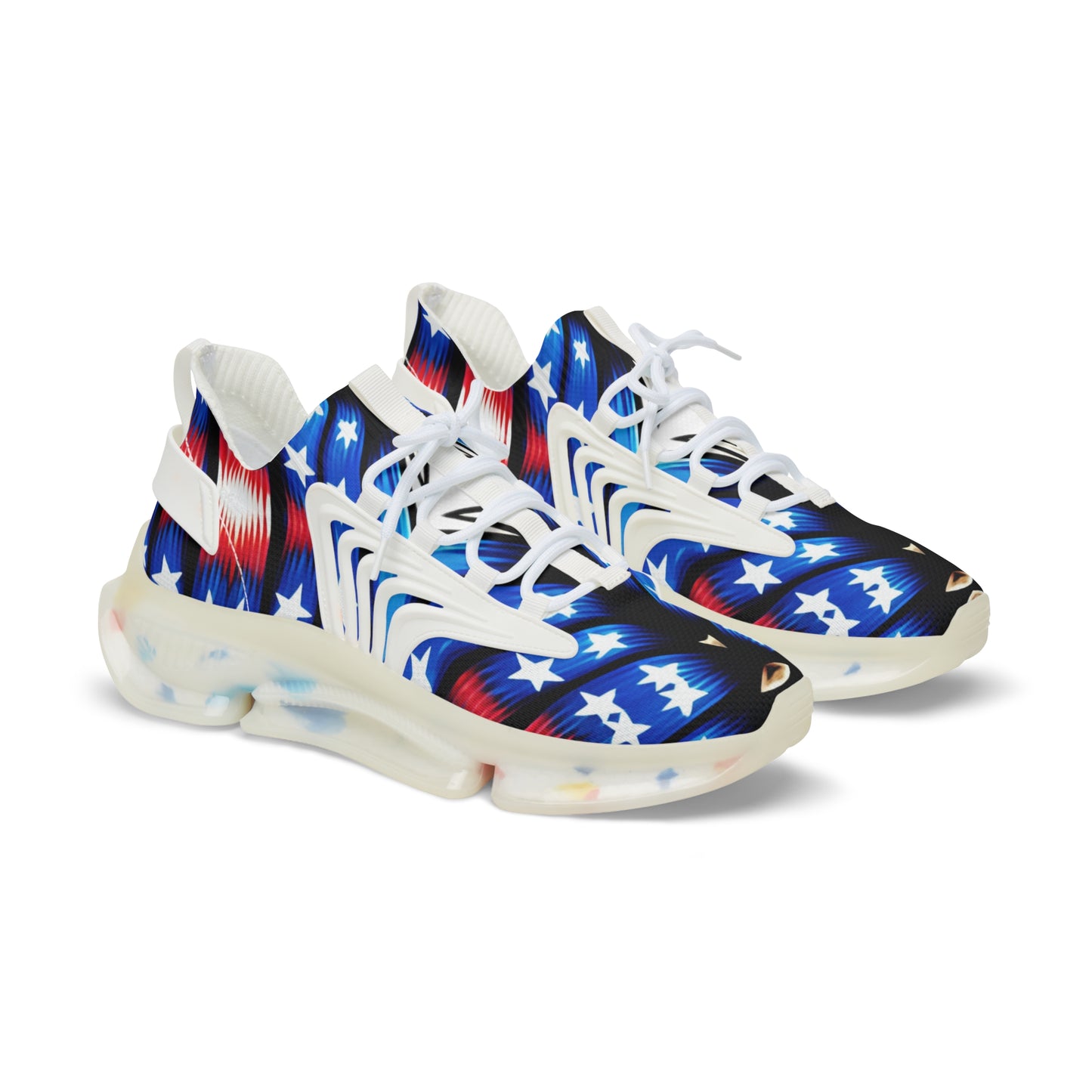 Men's American Flag Stars & Stripes Pattern All Over Print Mesh Sneakers