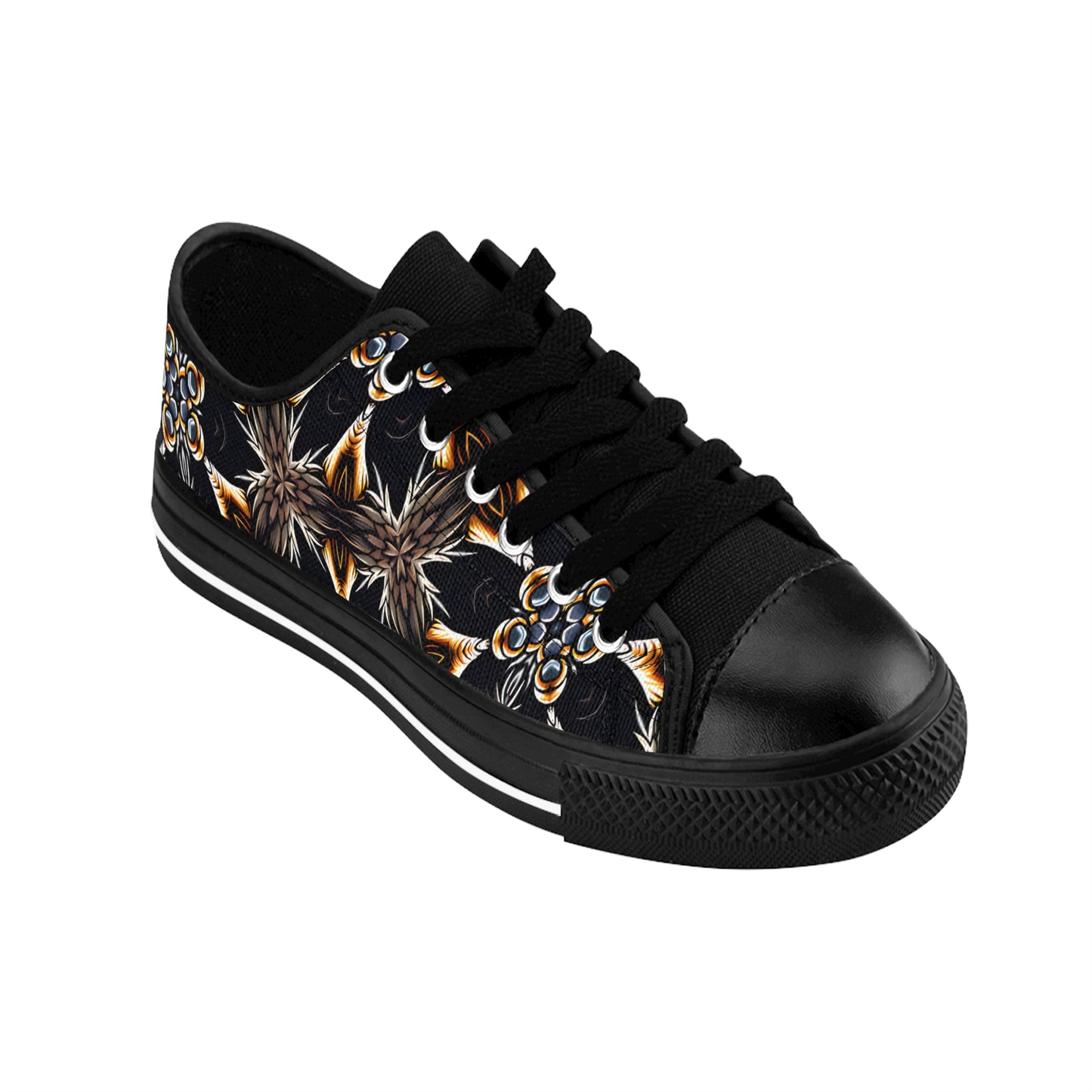 Men's  Black Geometric Pattern Pattern Low-Tops Sneakers