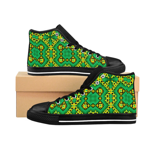 Women's Kaleidoscope Green & Yellow High-Top Sneakers
