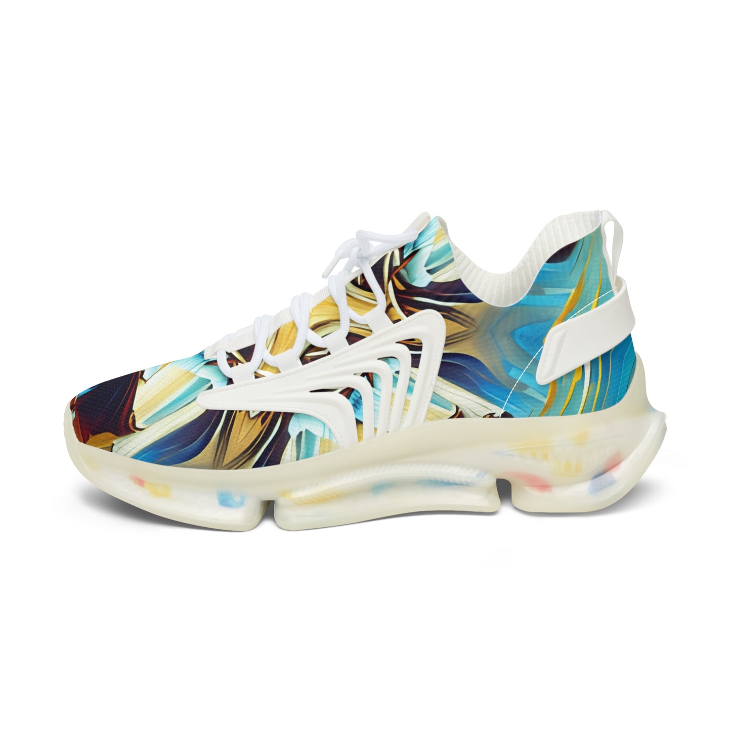 Women's Abstract Ocean Wave All Over Print Mesh Athletic Sneakers