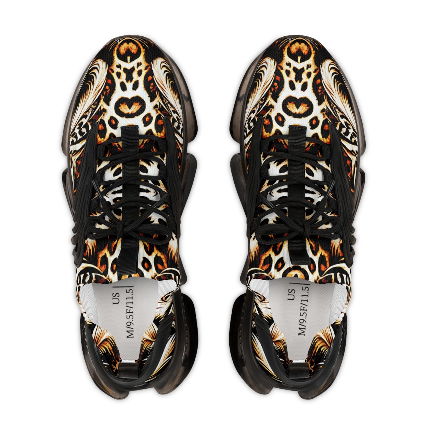 Men's Luxe Leopard Scroll Pattern All Over Print Mesh Sneakers